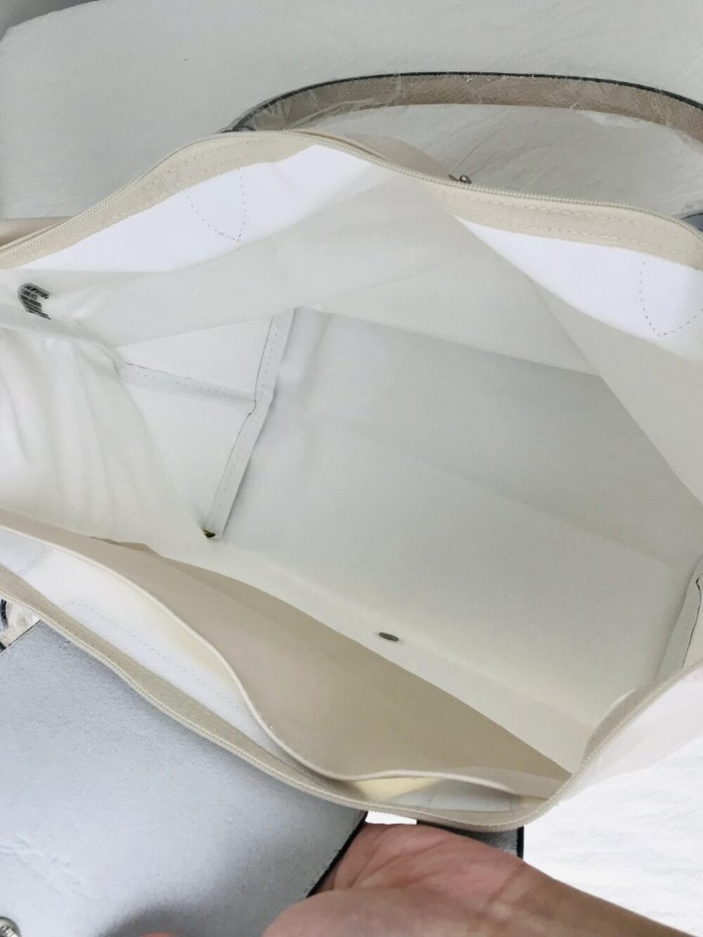 Longchamp Le Pliage Original Large Shoulder Nylon Bag Tote IN OFF WHITE - Picture 6 of 9